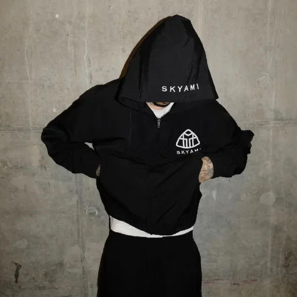 77 Studios Black Nylon Hoodie (4)
