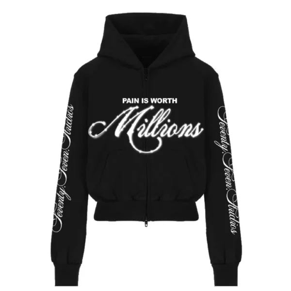 77 Studios Zip Up Hoodie Black (1)
