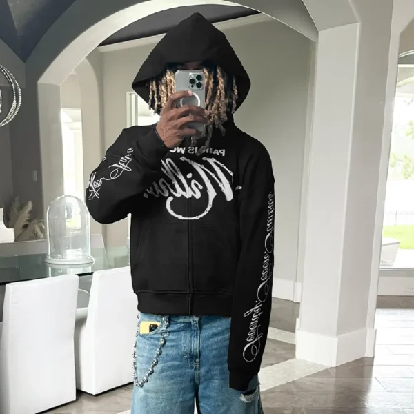 77 Studios Zip Up Hoodie Black (2)