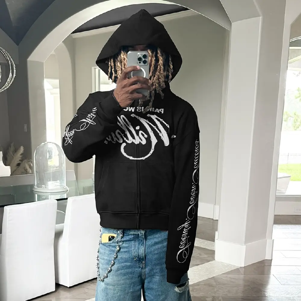 77 Studios Zip Up Hoodie Black (2)