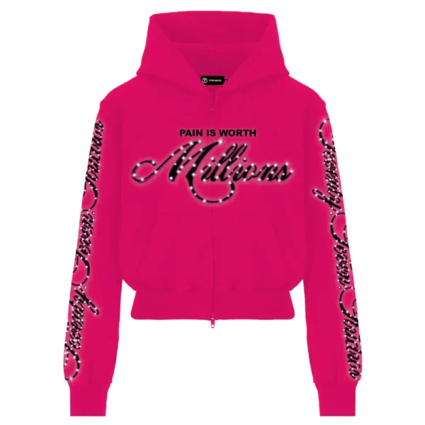 77 Studios Zip Up Hoodie Pink (1)