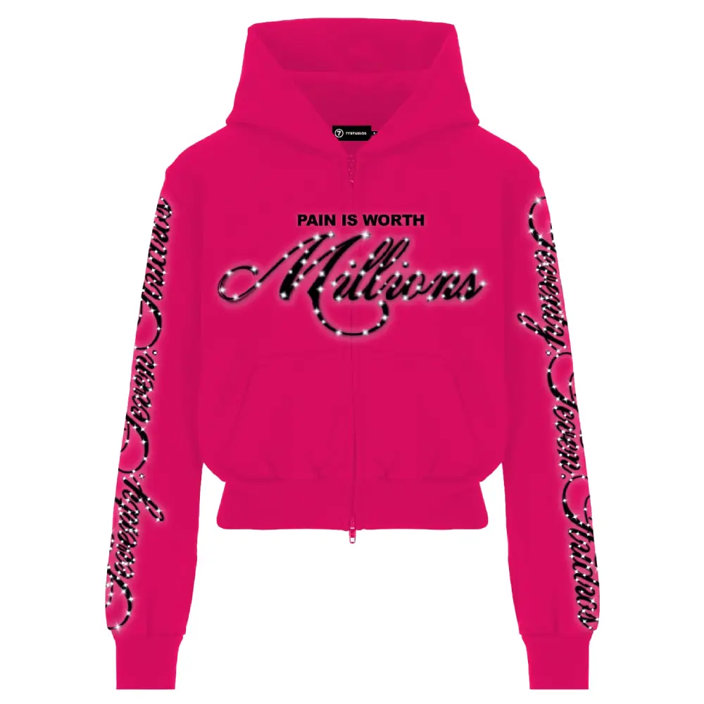 77 Studios Zip Up Hoodie Pink (1)